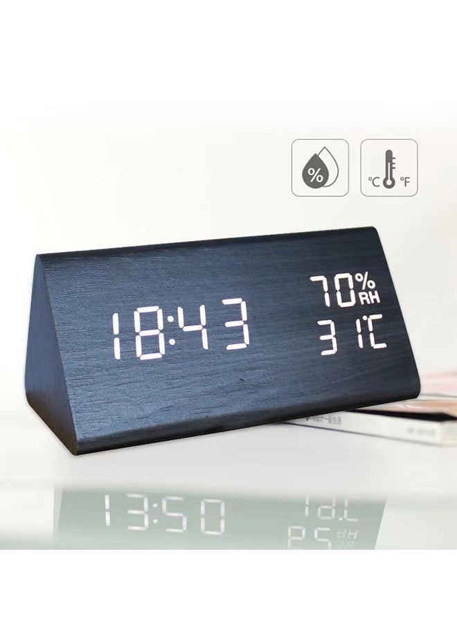 Smart Digital Alarm Clock with Date and Temperature ,Bedside Desk Table Electronic Clock Battery Operated Mute Luminous Triangle Alarm Clock with Adjustable Light  ,Suitable for Students and Children