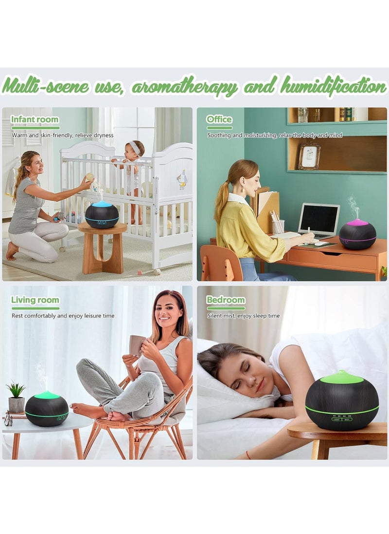 Essential Oil Diffuser Humidifier for Home: 400ml Aroma Air Oils Diffusers for Large Room - Ultrasonic Aromatherapy Vaporizer Cool Mist Humidifiers with LED Light for Bedroom