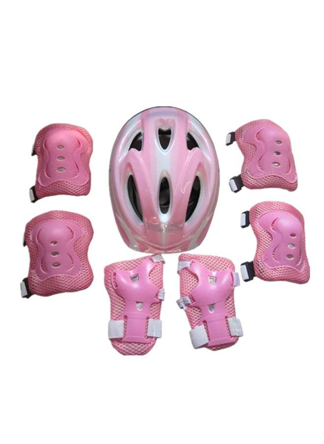7-Piece Kid Child Roller Skating Bike Helmet Knee Wrist Guard Elbow Pad Set 25x20x1cm