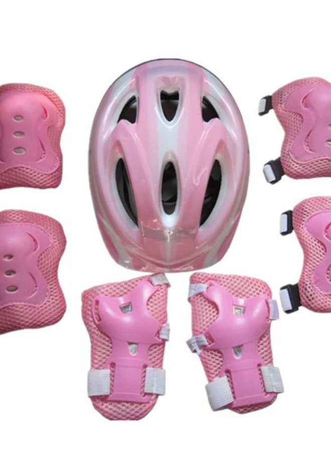 7-Piece Kid Child Roller Skating Bike Helmet Knee Wrist Guard Elbow Pad Set 25x20x1cm