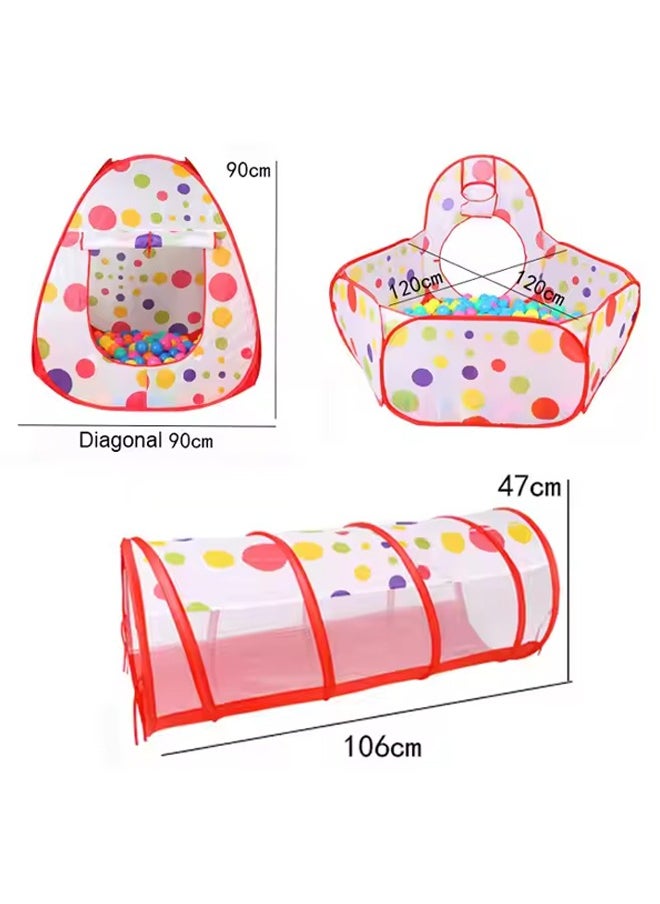 3-In-1 Combo Play Tent Tunnel,Kids Ball Pits Tent 3 in 1 /Set Combo Play Tent with Play Tunnel Kids Toy Tents Children Folding Play House Portable Outdoor Indoor Toy Tent Princess Prince Castle Gifts