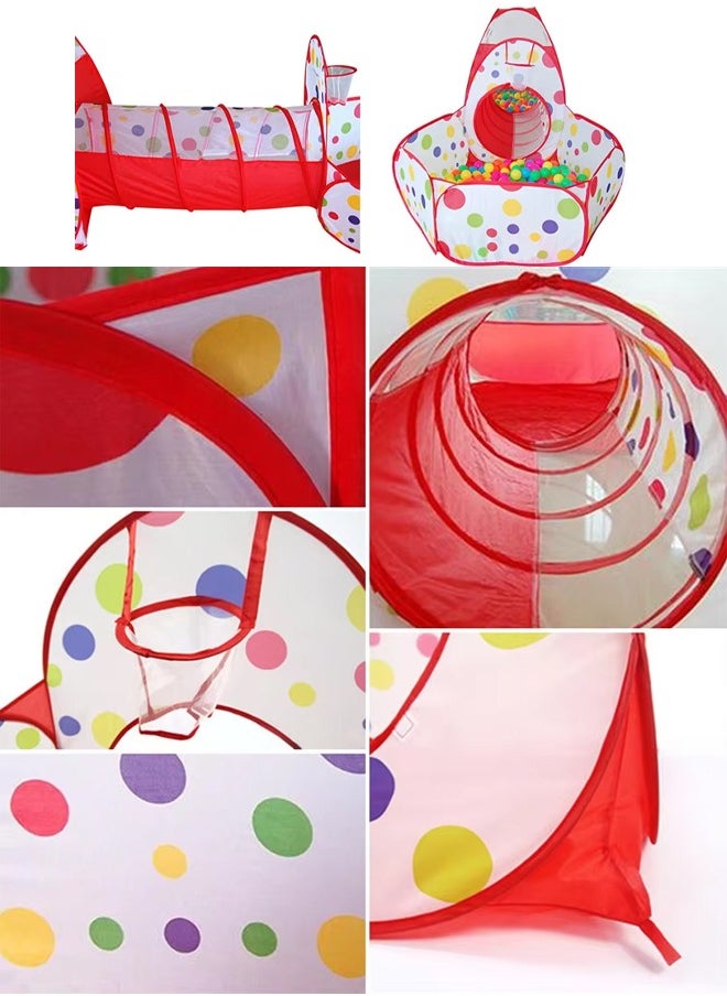 3-In-1 Combo Play Tent Tunnel,Kids Ball Pits Tent 3 in 1 /Set Combo Play Tent with Play Tunnel Kids Toy Tents Children Folding Play House Portable Outdoor Indoor Toy Tent Princess Prince Castle Gifts