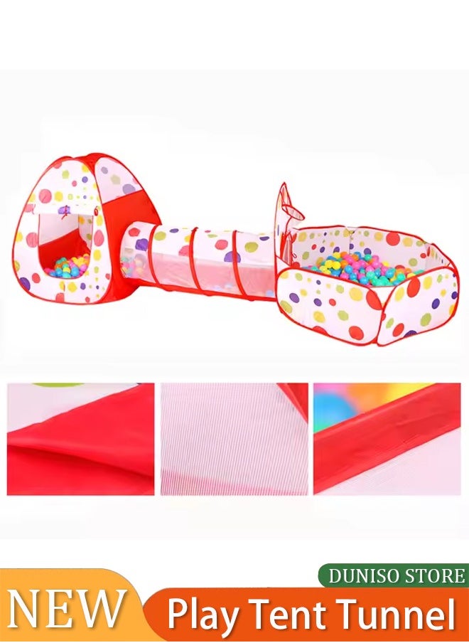 3-In-1 Combo Play Tent Tunnel,Kids Ball Pits Tent 3 in 1 /Set Combo Play Tent with Play Tunnel Kids Toy Tents Children Folding Play House Portable Outdoor Indoor Toy Tent Princess Prince Castle Gifts