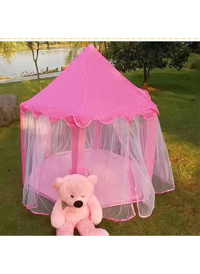 Hexagon Princess Castle Play Tent,Princess Castle Play Tent for Girls Large Kids Play Tents Hexagon Playhouse with Star Lights Toys for Children Indoor Games