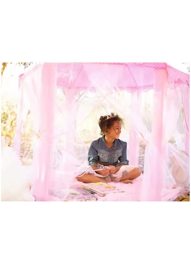 Hexagon Princess Castle Play Tent,Princess Castle Play Tent for Girls Large Kids Play Tents Hexagon Playhouse with Star Lights Toys for Children Indoor Games
