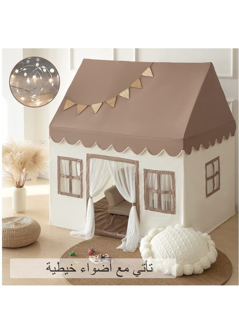 Boys Girls Play Tent Game House Playhouse with Mat and Lights Kids Indoor Outdoor Activity Center