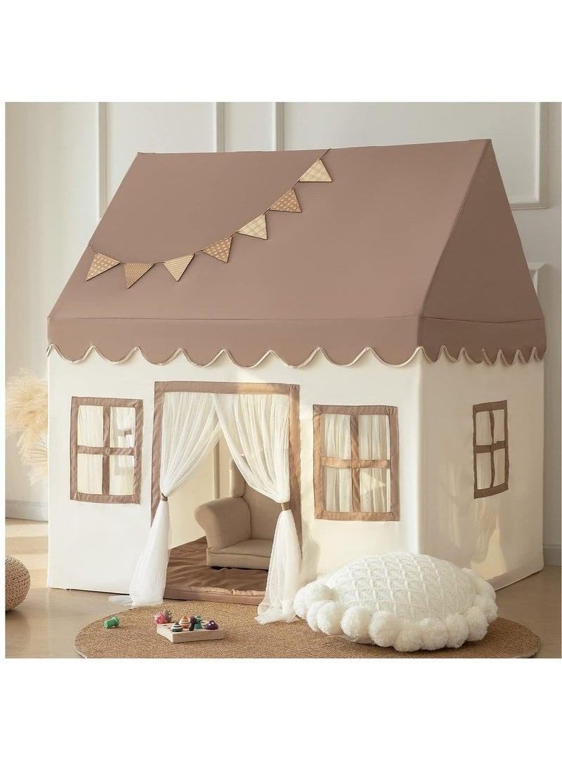Boys Girls Play Tent Game House Playhouse with Mat and Lights Kids Indoor Outdoor Activity Center