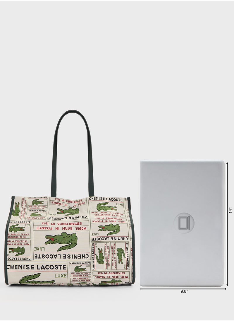 Logo Print Top Handle Tote