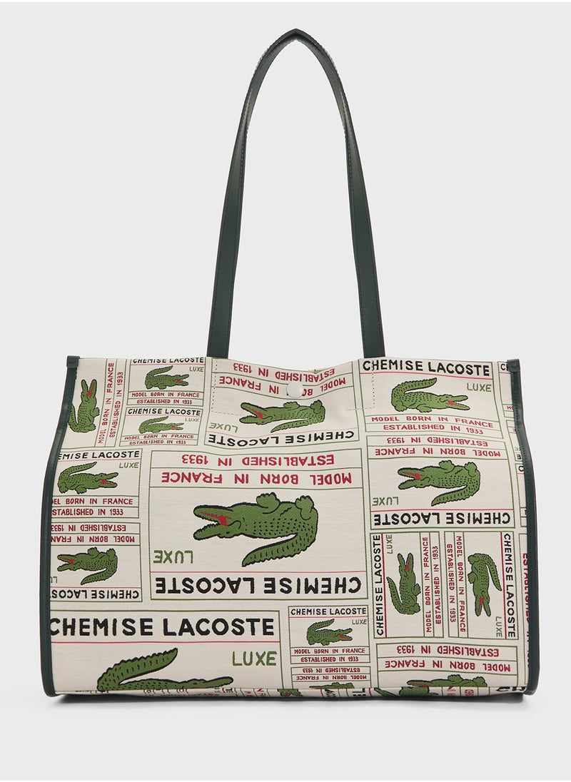 Logo Print Top Handle Tote