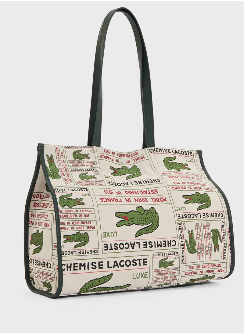 Logo Print Top Handle Tote