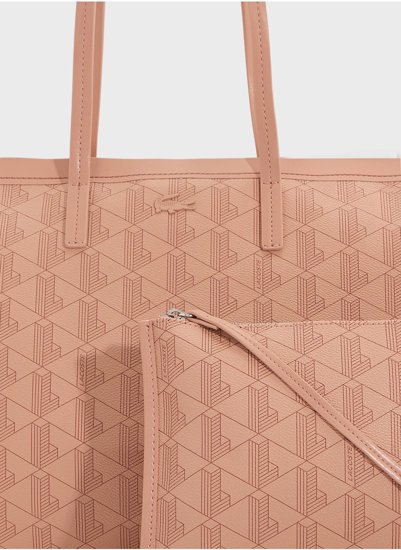 Monogram Top Handle Zip Over Tote