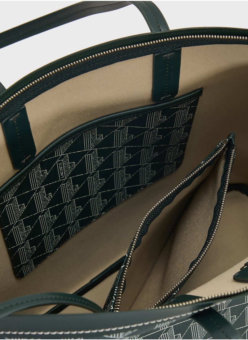 Monogram Top Handle Zip Over Tote