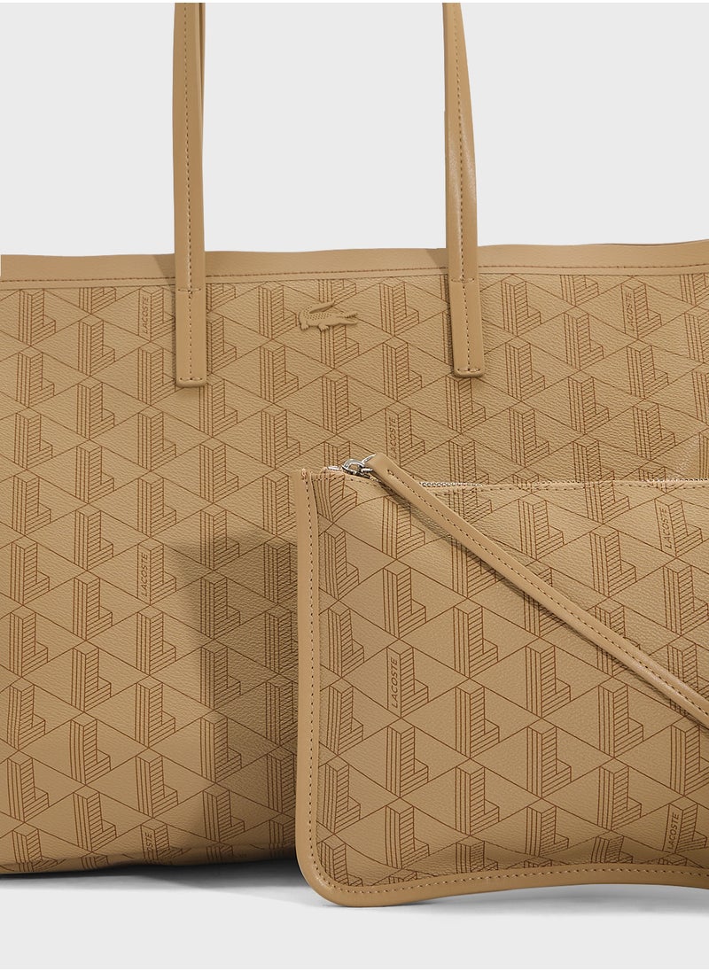 Monogram Top Handle Zip Over Tote