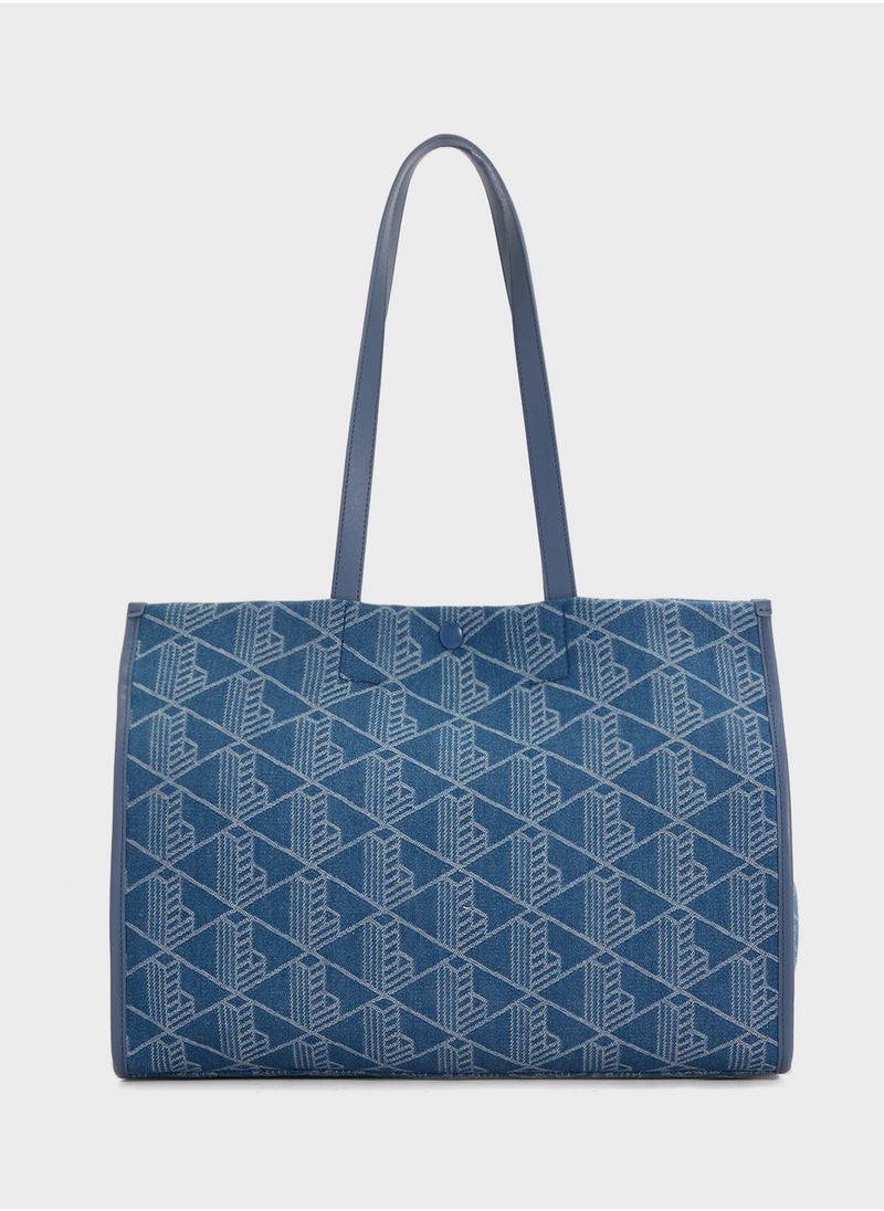Logo Detailed Top Handle Zip Over Tote