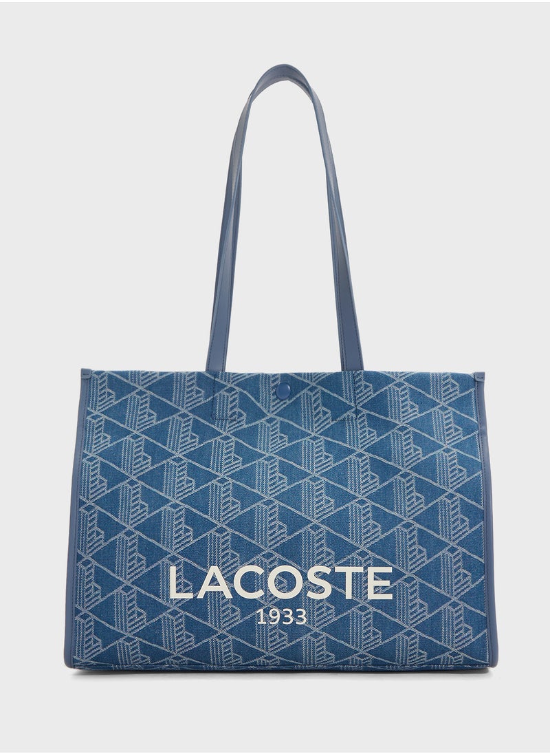 Logo Detailed Top Handle Zip Over Tote