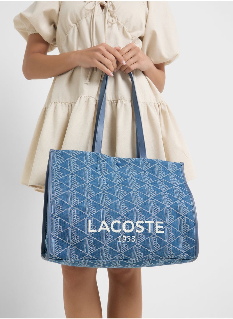 Logo Detailed Top Handle Zip Over Tote