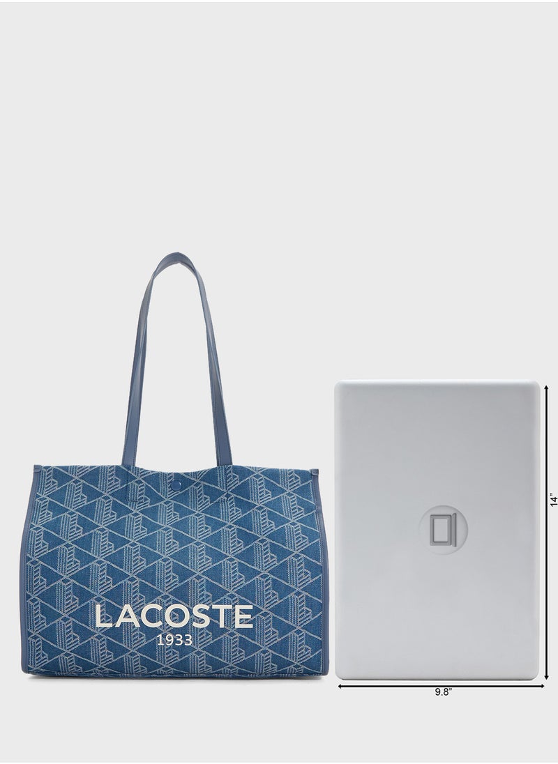 Logo Detailed Top Handle Zip Over Tote