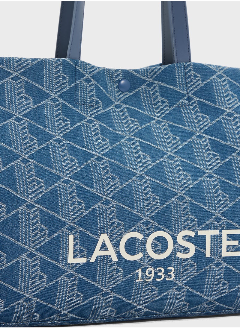 Logo Detailed Top Handle Zip Over Tote