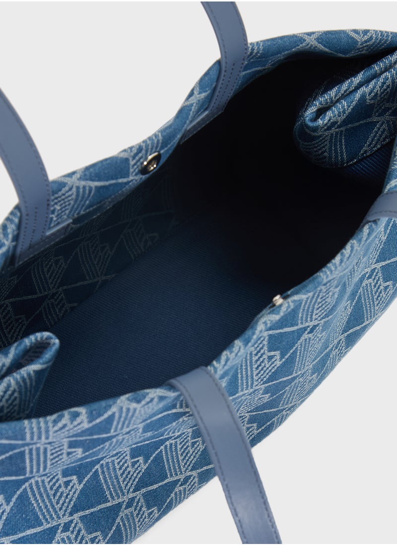 Logo Detailed Top Handle Zip Over Tote