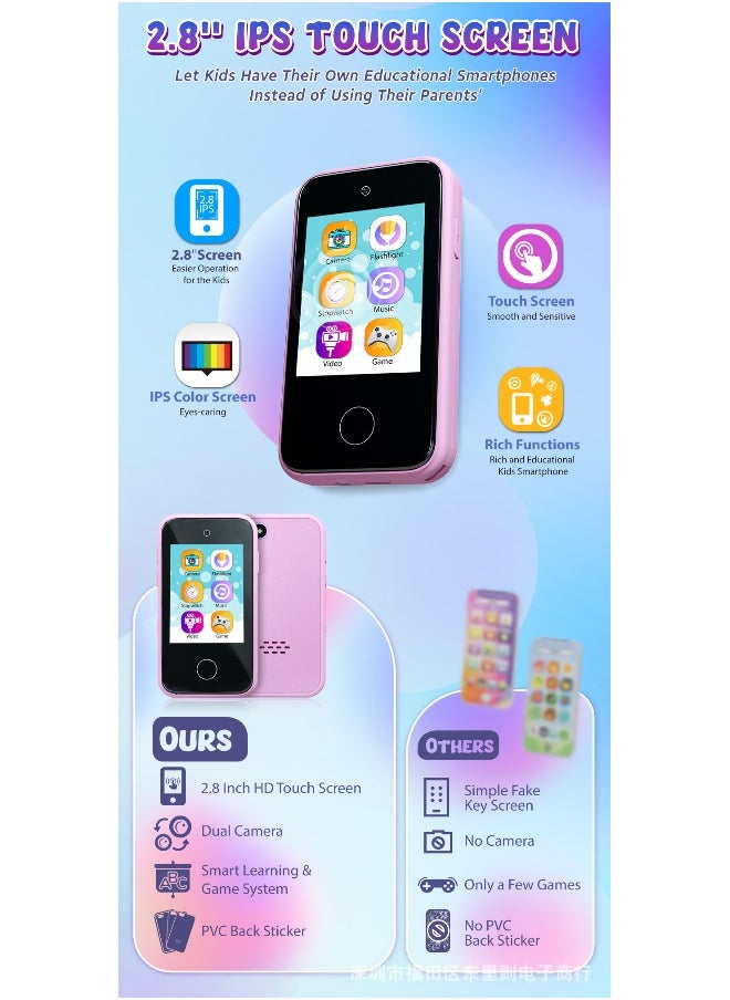 New Kids Camera Phone - 2.8 Inch IPS Smart Toy with 24MP HD Photo Capture