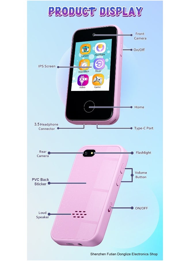 New Kids Camera Phone - 2.8 Inch IPS Smart Toy with 24MP HD Photo Capture