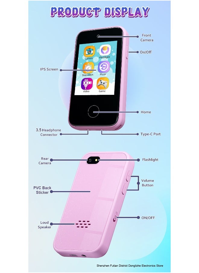 New Kids Smartphone Camera - 2.8-Inch IPS Smart Toy with 24MP HD Photo Capture