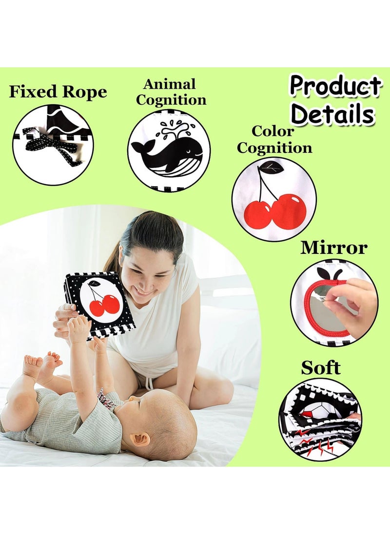 High Contrast Baby Toys For Newborn： Black And White Baby Toys Book 0-3 Months - Tummy Time Mirror For Infant 6 7 8 9 10 11 12 Months Developmental Toys Montessori Sensory Toys Baby Girls Boys Gift