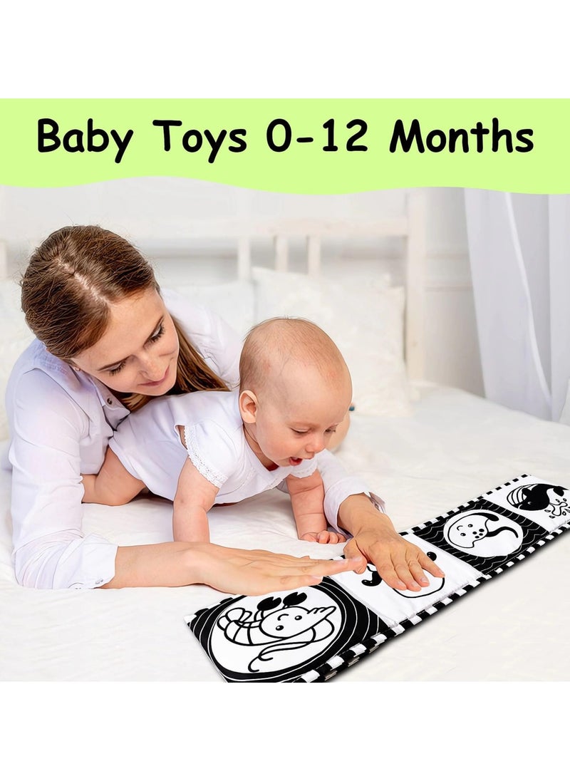 High Contrast Baby Toys For Newborn： Black And White Baby Toys Book 0-3 Months - Tummy Time Mirror For Infant 6 7 8 9 10 11 12 Months Developmental Toys Montessori Sensory Toys Baby Girls Boys Gift