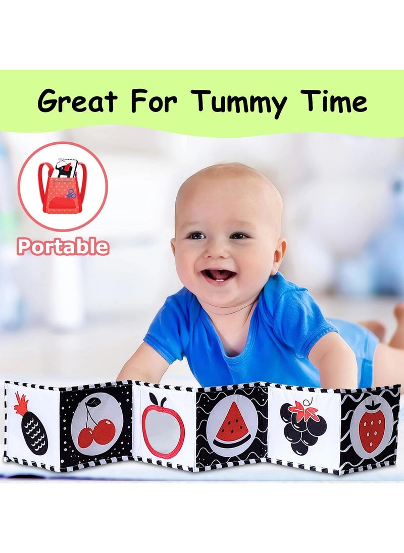 High Contrast Baby Toys For Newborn： Black And White Baby Toys Book 0-3 Months - Tummy Time Mirror For Infant 6 7 8 9 10 11 12 Months Developmental Toys Montessori Sensory Toys Baby Girls Boys Gift