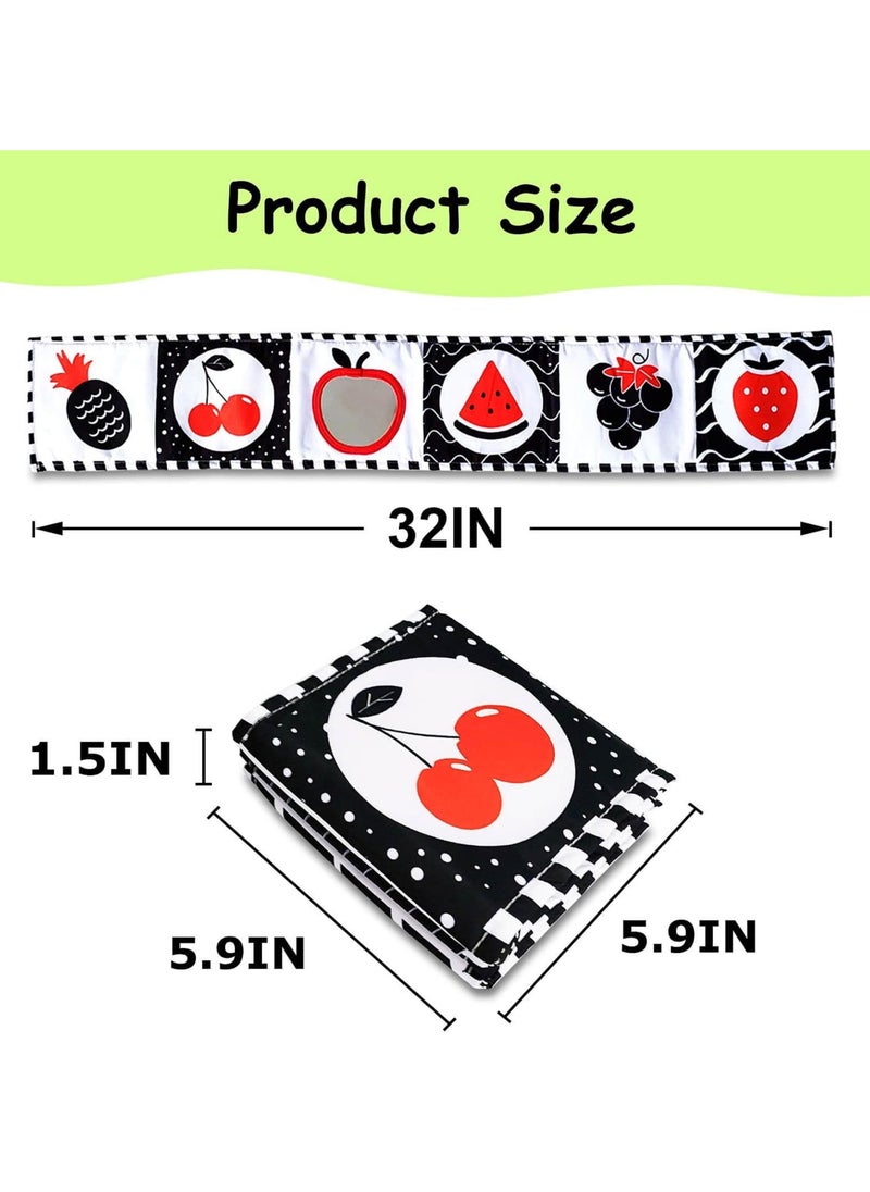 High Contrast Baby Toys For Newborn： Black And White Baby Toys Book 0-3 Months - Tummy Time Mirror For Infant 6 7 8 9 10 11 12 Months Developmental Toys Montessori Sensory Toys Baby Girls Boys Gift