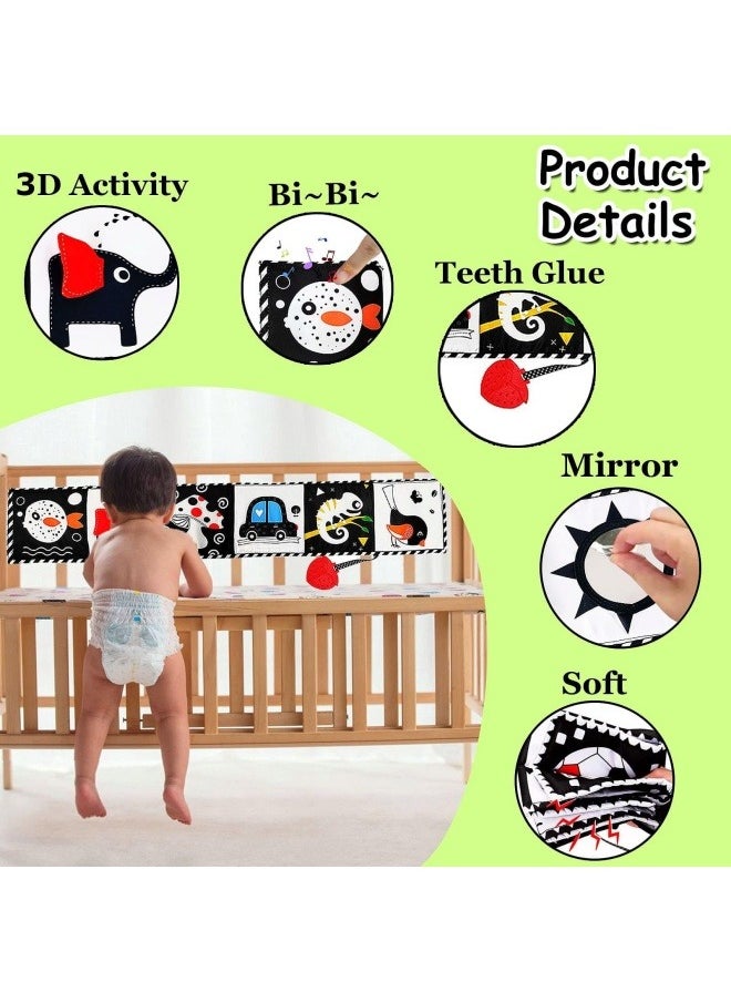 High Contrast Baby Toys For Newborn： Black And White Baby Toys Book 0-3 Months - Tummy Time Mirror For Infant 6 7 8 9 10 11 12 Months Developmental Toys Montessori Sensory Toys Baby Girls Boys Gift