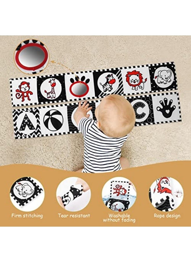 High Contrast Baby Toys For Newborn： Black And White Baby Toys Book 0-3 Months - Tummy Time Mirror For Infant 6 7 8 9 10 11 12 Months Developmental Toys Montessori Sensory Toys Baby Girls Boys Gift