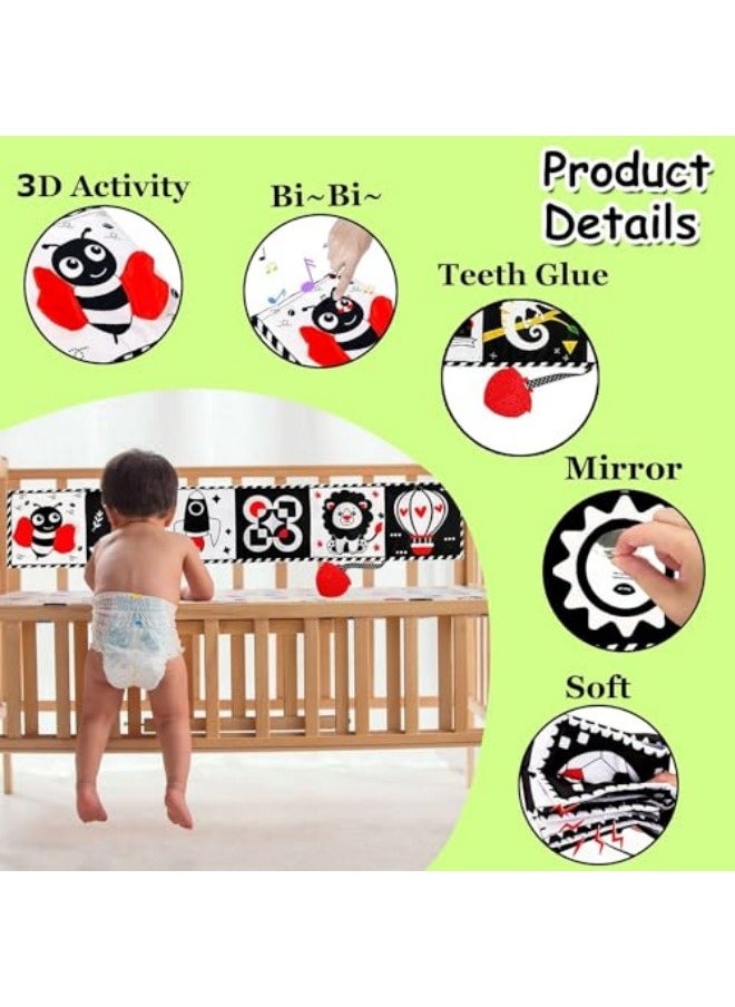 High Contrast Baby Toys For Newborn： Black And White Baby Toys Book 0-3 Months - Tummy Time Mirror For Infant 6 7 8 9 10 11 12 Months Developmental Toys Montessori Sensory Toys Baby Girls Boys Gift