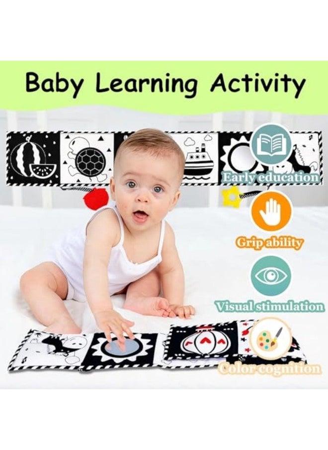 High Contrast Baby Toys For Newborn： Black And White Baby Toys Book 0-3 Months - Tummy Time Mirror For Infant 6 7 8 9 10 11 12 Months Developmental Toys Montessori Sensory Toys Baby Girls Boys Gift
