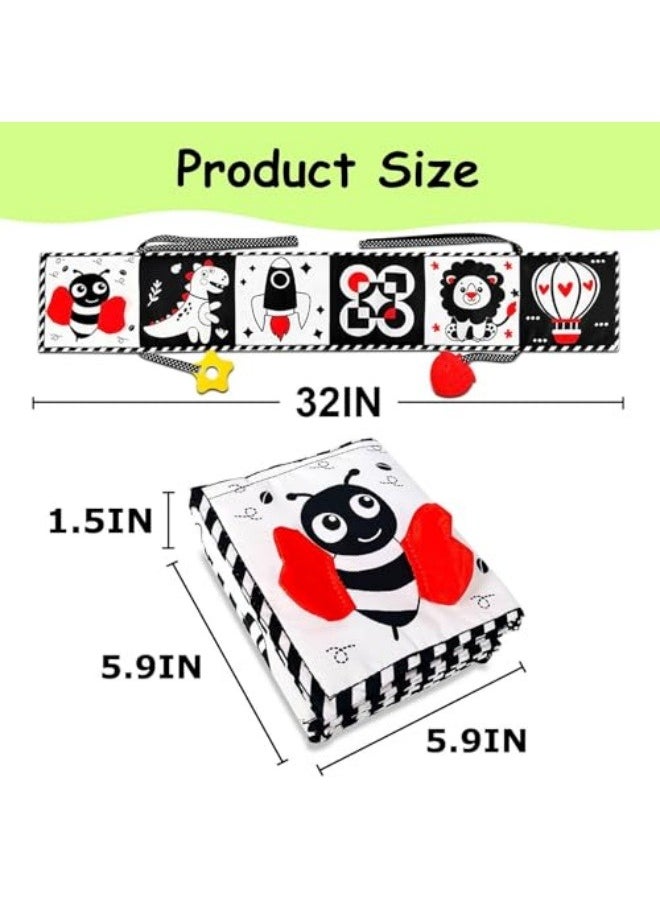 High Contrast Baby Toys For Newborn： Black And White Baby Toys Book 0-3 Months - Tummy Time Mirror For Infant 6 7 8 9 10 11 12 Months Developmental Toys Montessori Sensory Toys Baby Girls Boys Gift