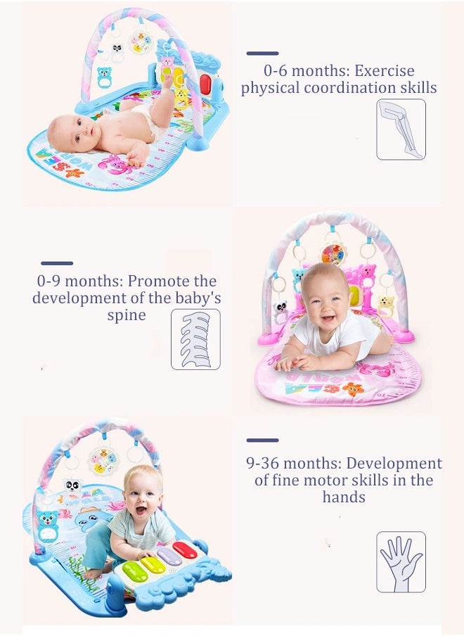 Baby pedal piano play blanket, newborn crawling mat, children's play mat, fun piano blanket, equipped with music and lighting, suitable for infants aged 1 to 12 months