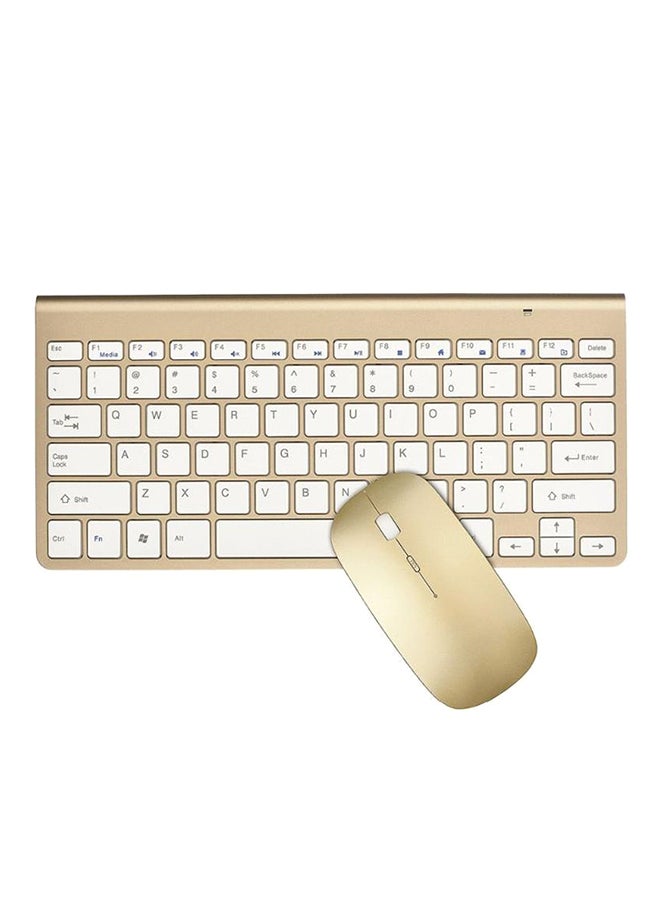 Wireless Keyboard Mouse Combo Set For Apple MAC/Windows/iOs/Android Gold