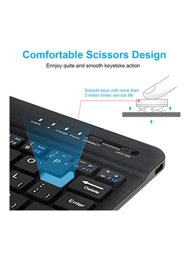 Ultra-Slim Portable Wireless Bluetooth Keyboard with Mouse Black
