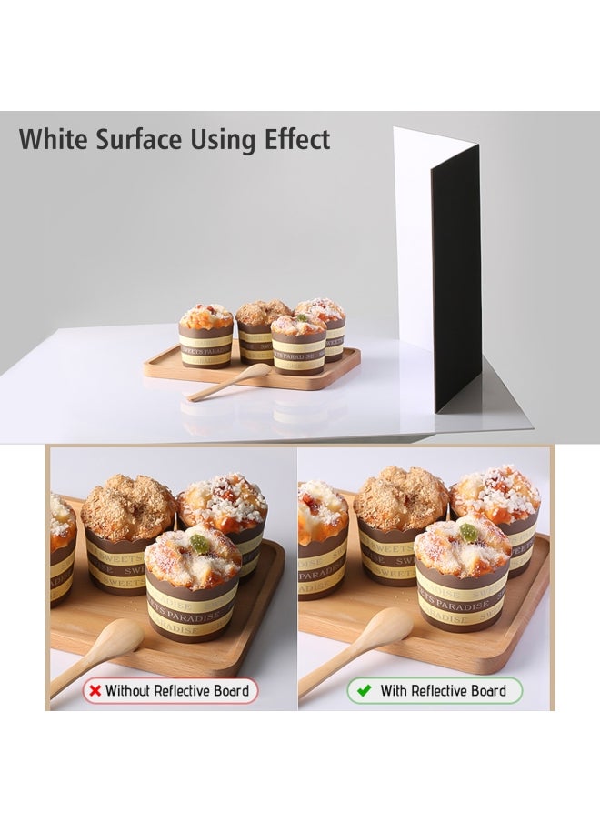 3-Piece Photography Paperboard Reflector Diffuser Set Silver/Black/White