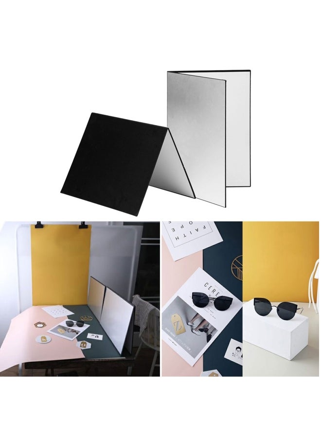 3-Piece Photography Paperboard Reflector Diffuser Set Silver/Black/White