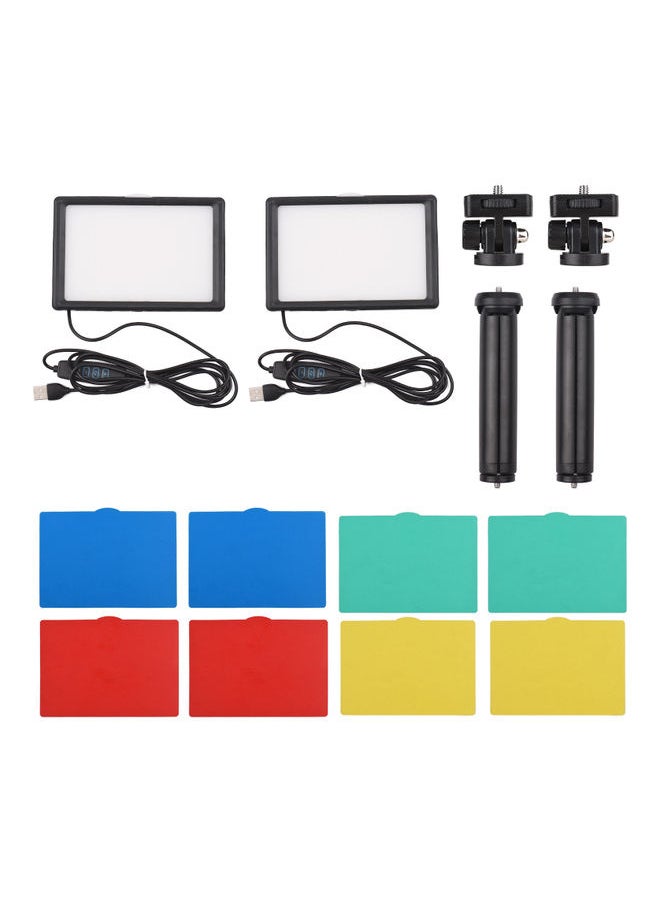 Set Of 2 15W LED  Set Desktop Photography Fill Light Black