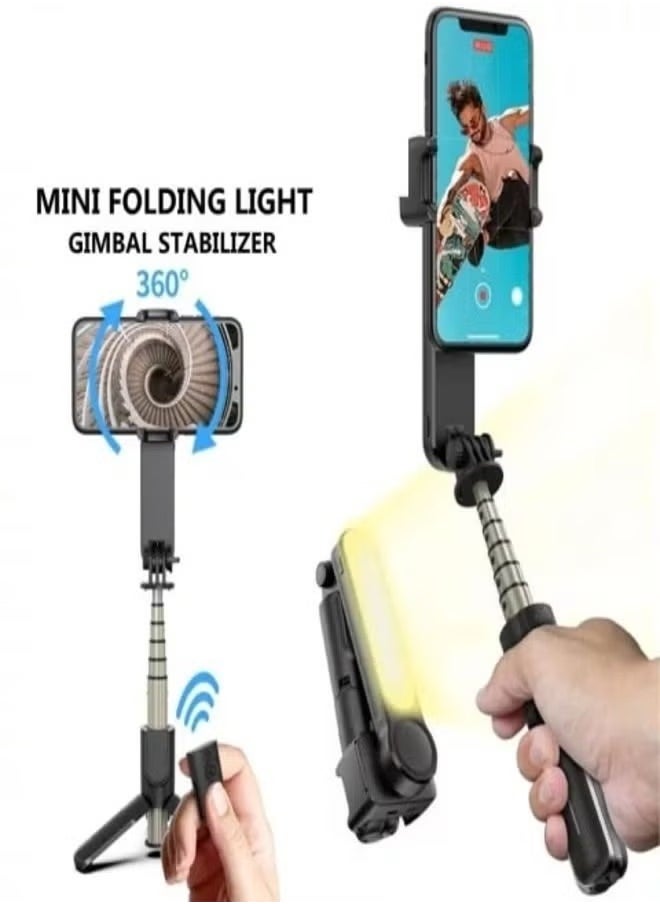 L08 Handheld Mobile Phone Gimbal Stabilizer Selfie Stick Tripod 3 In 1 With Wireless Remote Compatible With iOS & Android