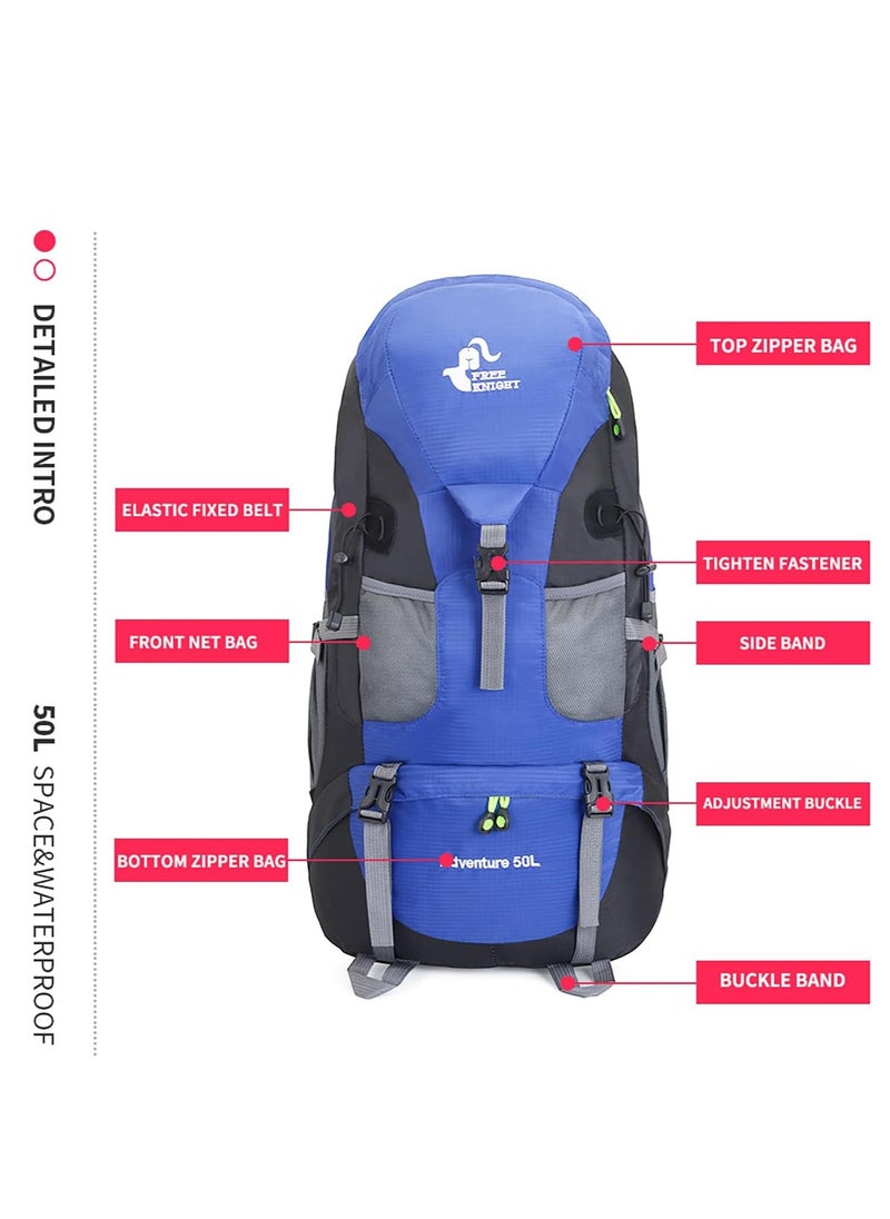 Hiking Backpack, Water Resistant Lightweight Outdoor Sport Daypack Travel Bag for Camping Climbing Skiing Cycling (Blue - No Shoe Compartment)