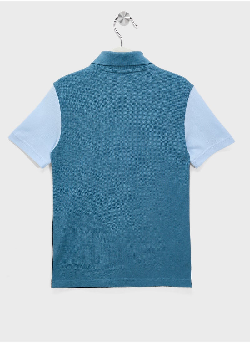 Kids Colour Block Polo Shirt