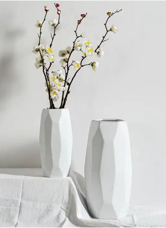 European White Irregular cylindrica Ceramic Vase Creative Combination Hydroponic Dried Flower Inserts Home Decoration Merlin matte design white vase  decor living room accessories