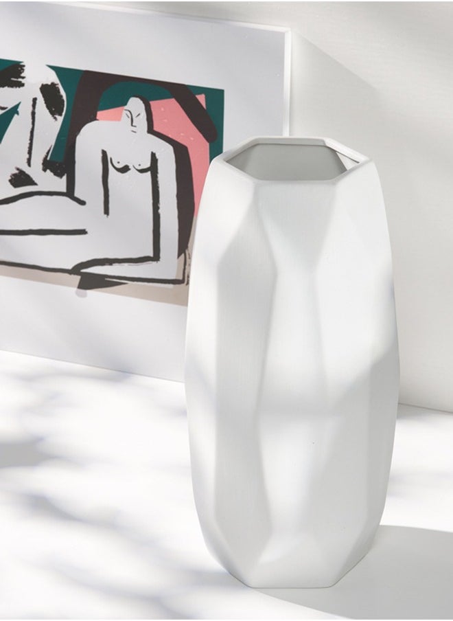 European White Irregular cylindrica Ceramic Vase Creative Combination Hydroponic Dried Flower Inserts Home Decoration Merlin matte design white vase  decor living room accessories