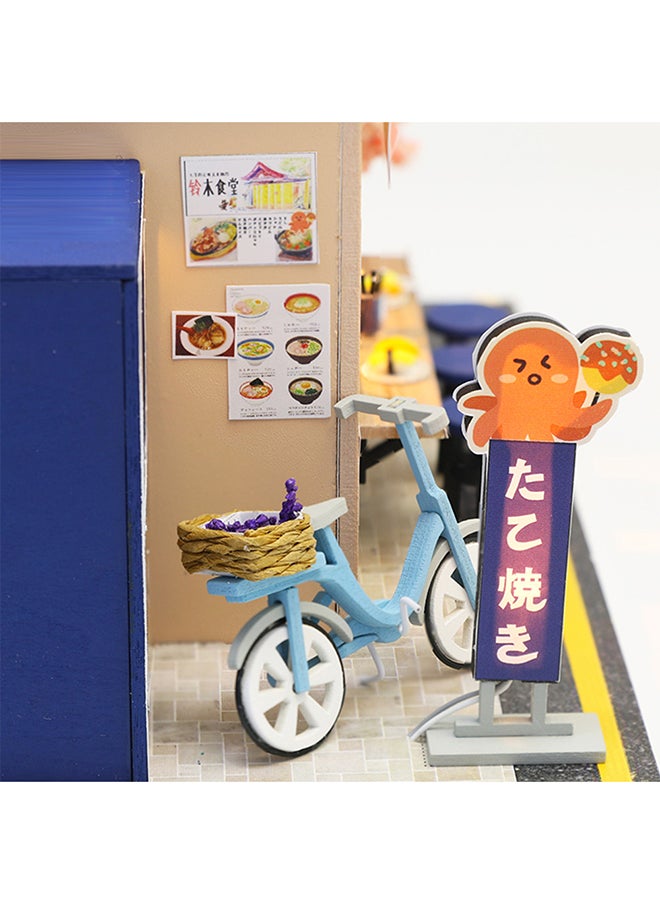 Miniature DIY Wooden Dollhouse Takoyaki Shop With Furniture u0026 LED Light Children Toy 21.00x7.50x19.00cm