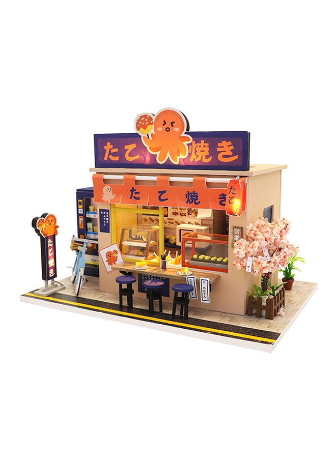 Miniature DIY Wooden Dollhouse Takoyaki Shop With Furniture u0026 LED Light Children Toy 21.00x7.50x19.00cm