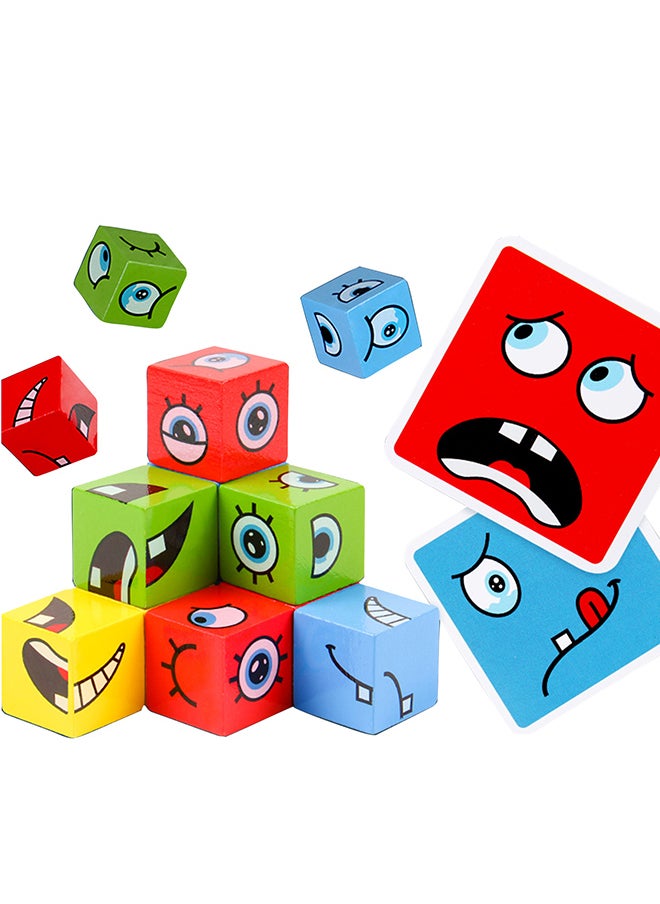 Wooden Face-Changing Cube Matching Block Building Game