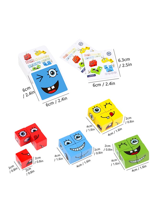 Wooden Face-Changing Cube Matching Block Building Game